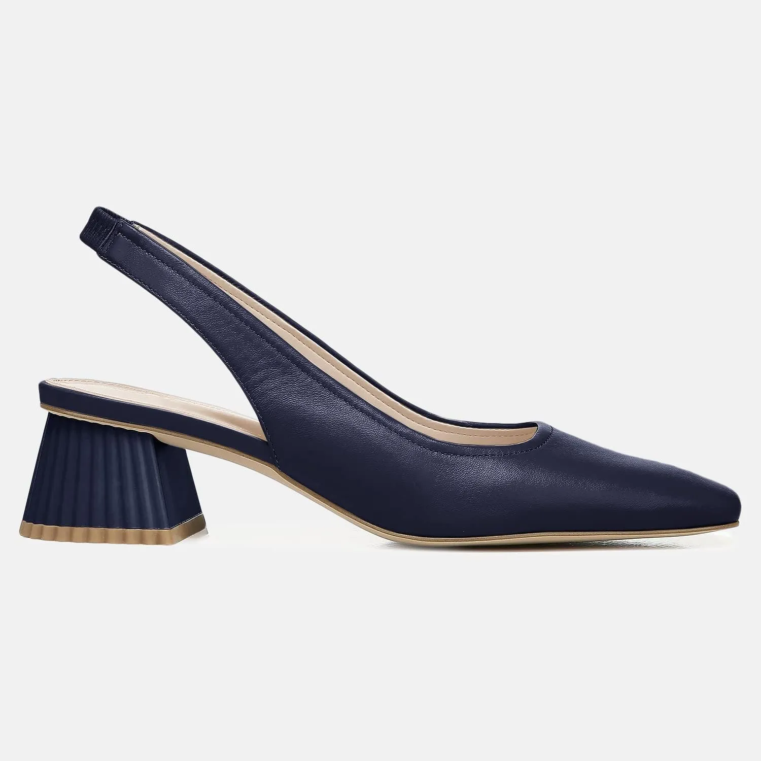 Juliet Holy Women's Slingback Low Chunky Heels Pumps Closed Square Toe Block Heel Slip On Party Dress Work Shoes