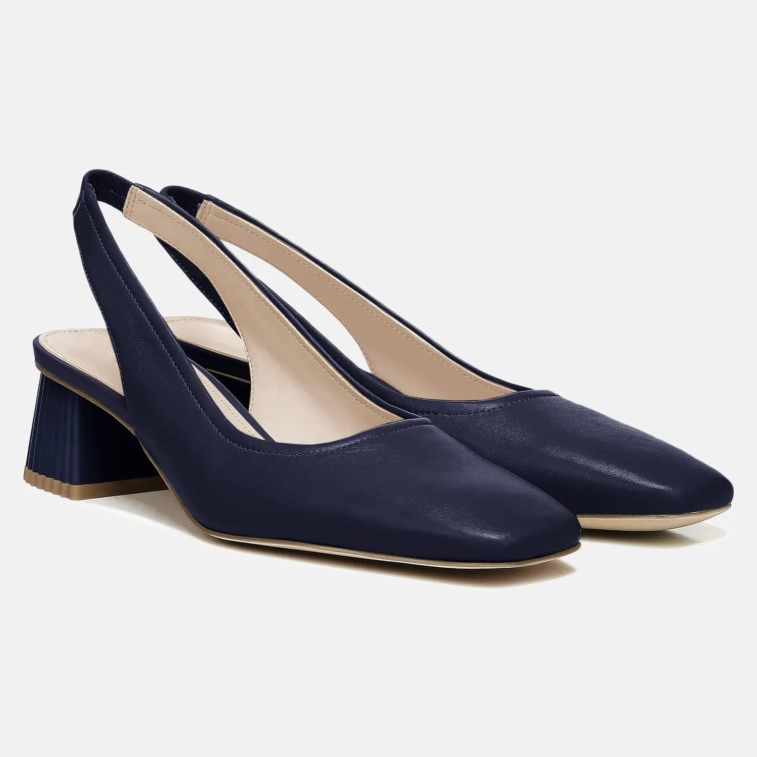 Juliet Holy Women's Slingback Low Chunky Heels Pumps Closed Square Toe Block Heel Slip On Party Dress Work Shoes