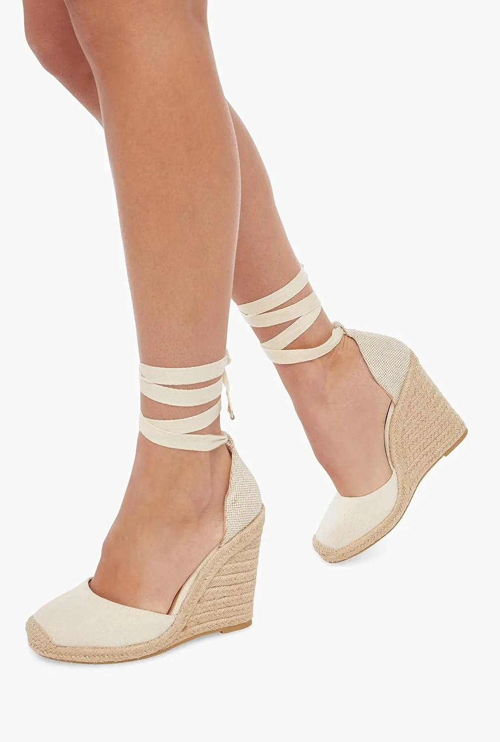 JustFab Wedge Sandals for Women Platform High Heels Summer Mule Open Toe Espadrille Wedges Slip on Comfortable Soft Arch Support Sandals