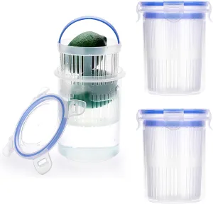 JUXYES 3 Pack Plastic Pickle Jar with Strainer Flip, Transparent Pickle Storage Container with Strainer Insert, Pickle Jar Juice Separator Dry Wet Separation, Pickle And Olive Container with Lock