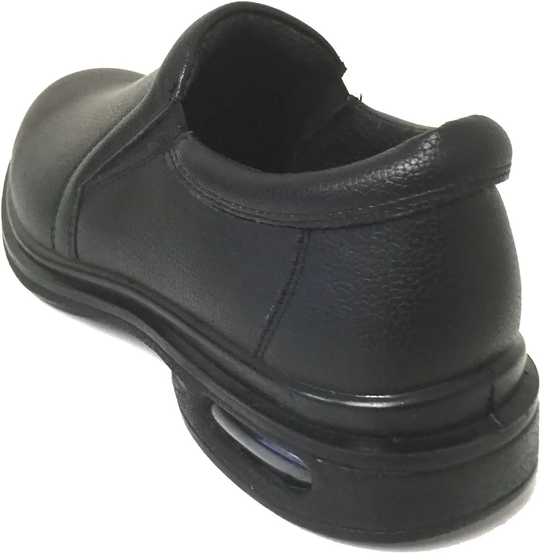 K02S Mens Comfort Loafers Slip and Oil Resistant Air Cushion Slip-On Restaurant Work Shoe, Black