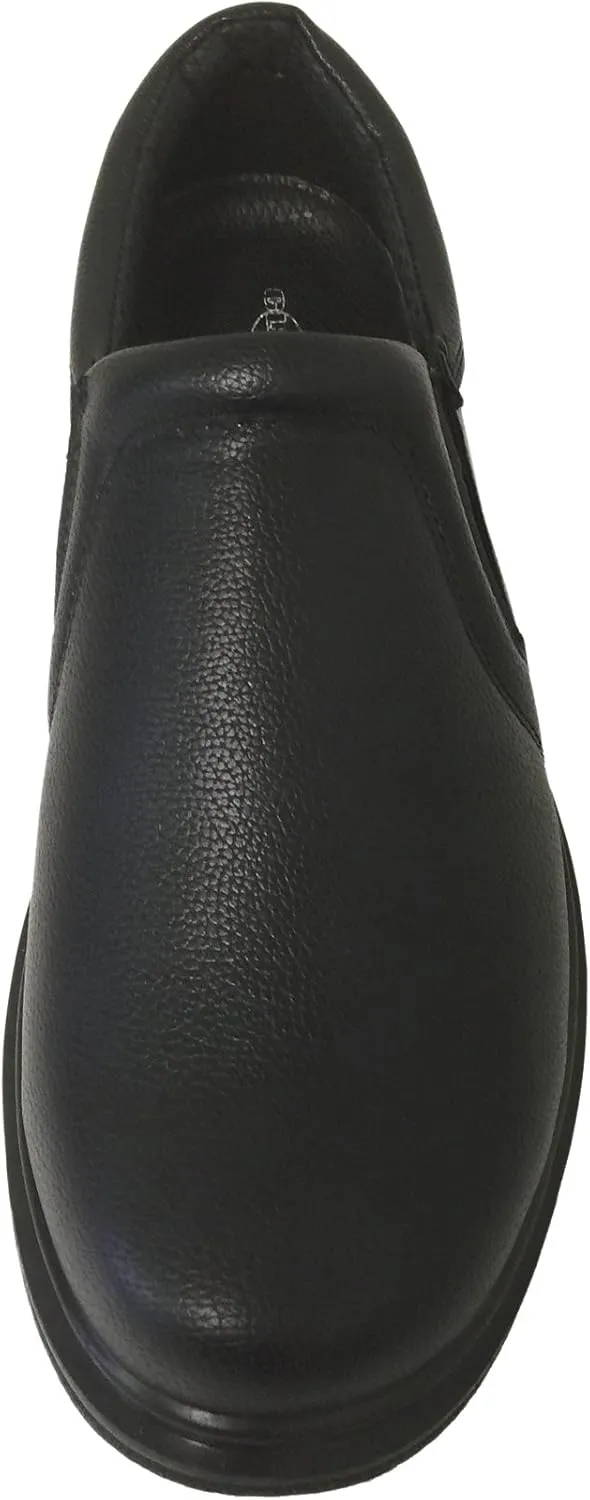 K02S Mens Comfort Loafers Slip and Oil Resistant Air Cushion Slip-On Restaurant Work Shoe, Black