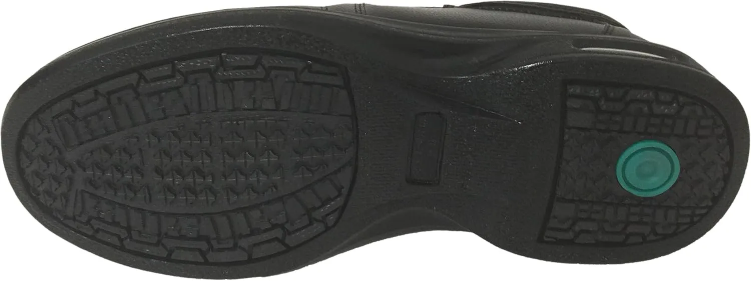 K02S Mens Comfort Loafers Slip and Oil Resistant Air Cushion Slip-On Restaurant Work Shoe, Black