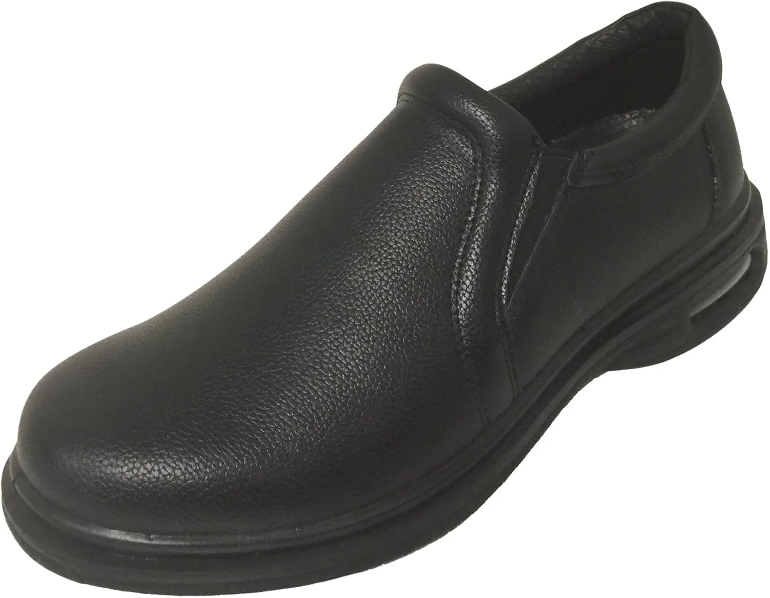 K02S Mens Comfort Loafers Slip and Oil Resistant Air Cushion Slip-On Restaurant Work Shoe, Black