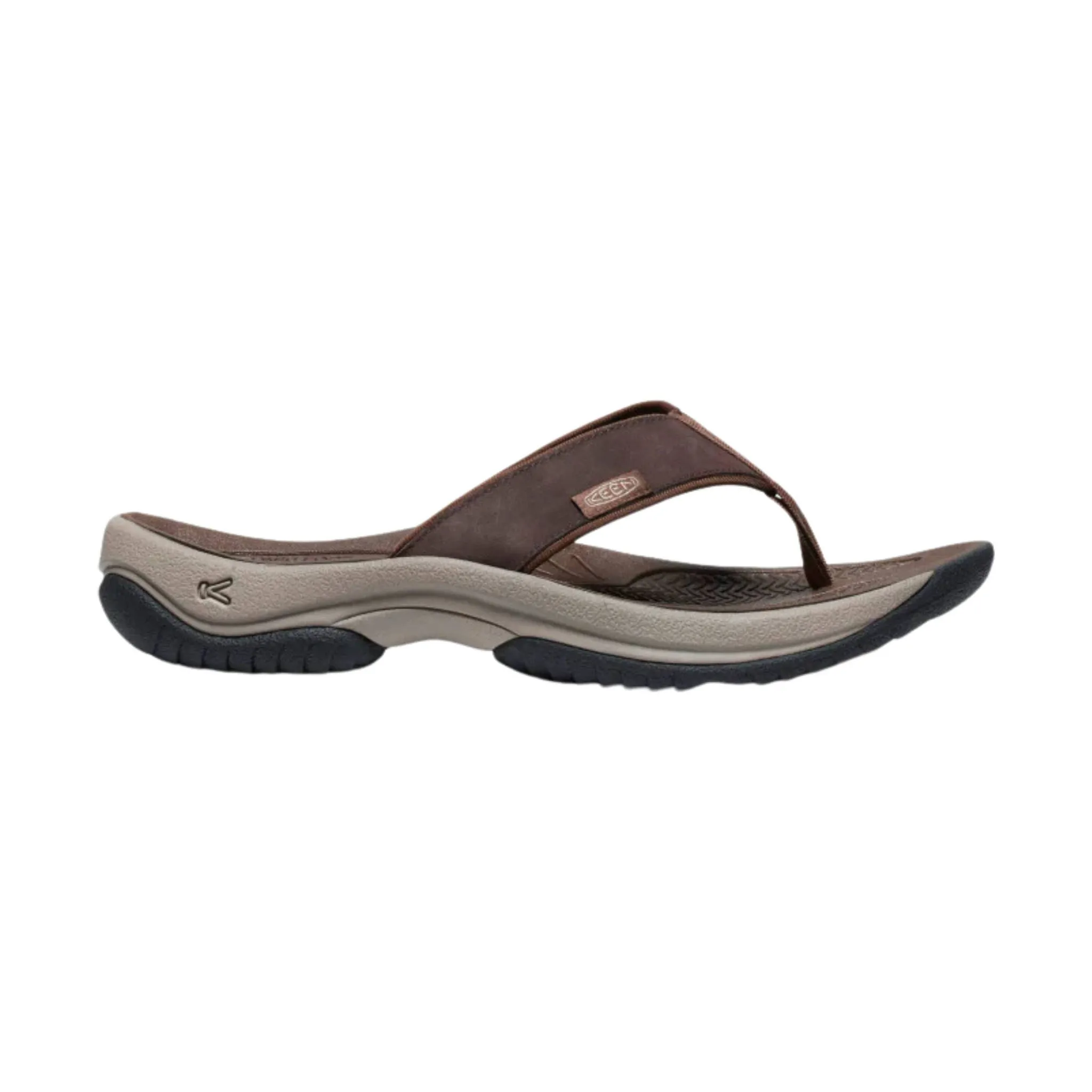 KEEN Men's Kona Leather Flip Flop - Java/Dark Earth