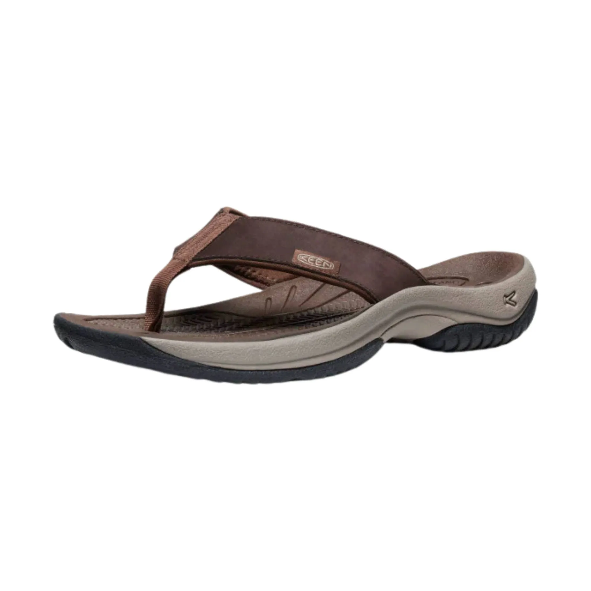 KEEN Men's Kona Leather Flip Flop - Java/Dark Earth