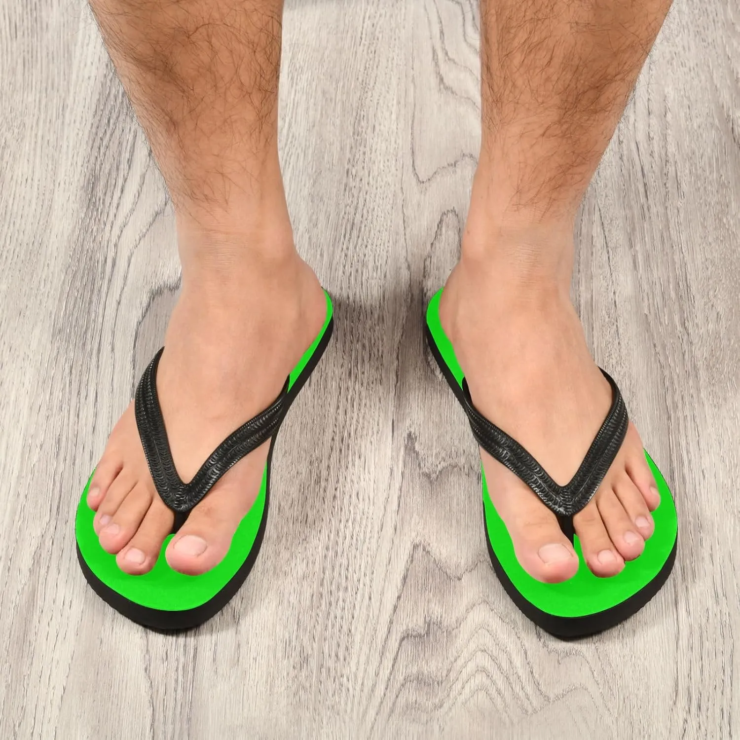Kigai Sandal Flip Flops of Men's & Women's,Beach Slippers Flip Flops Shower Shoes-Plain Neon Green Solid Color