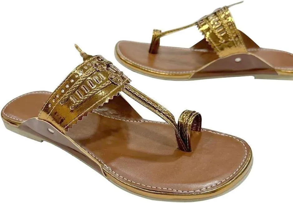 Kolhapuri Chappal For Women's Indian Flat Flip Flop Kolhapuri Sandals For Women Ethnic s Casual Mojaris