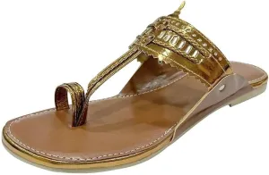 Kolhapuri Chappal For Women's Indian Flat Flip Flop Kolhapuri Sandals For Women Ethnic s Casual Mojaris