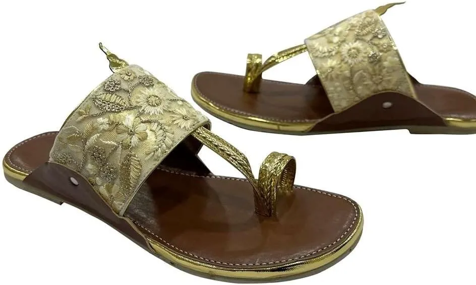 Kolhapuri Chappal For Women's Indian Flat Flip Flop Kolhapuri Sandals For Women Ethnic s Casual Mojaris