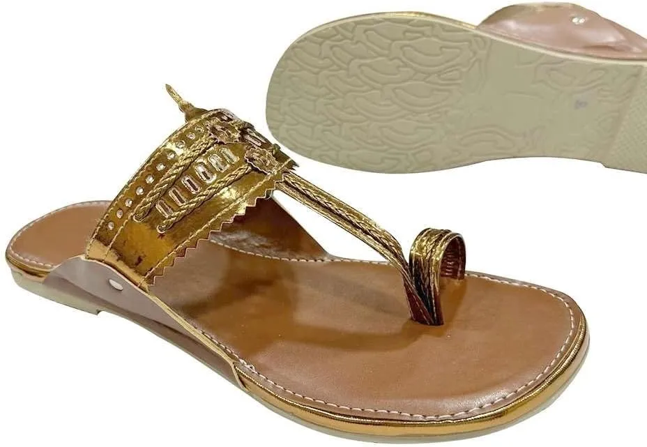 Kolhapuri Chappal For Women's Indian Flat Flip Flop Kolhapuri Sandals For Women Ethnic s Casual Mojaris