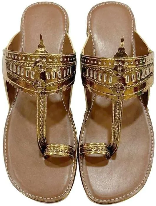 Kolhapuri Chappal For Women's Indian Flat Flip Flop Kolhapuri Sandals For Women Ethnic s Casual Mojaris
