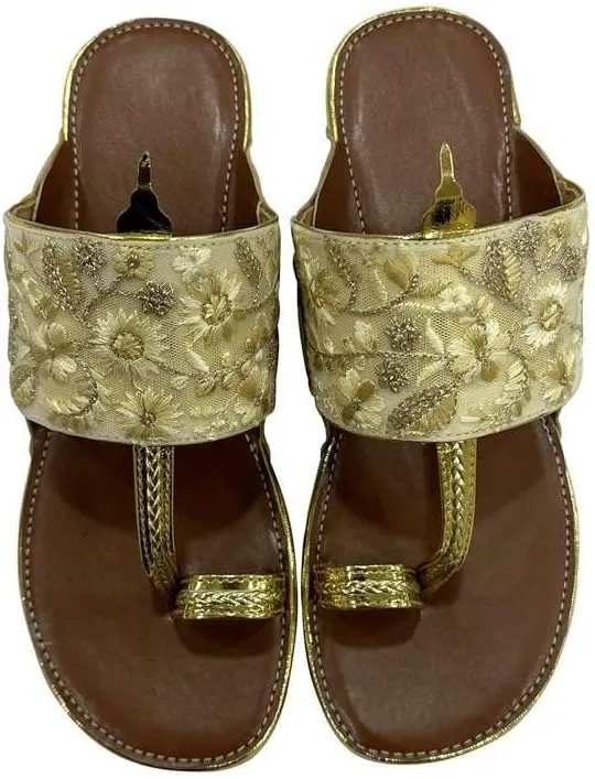Kolhapuri Chappal For Women's Indian Flat Flip Flop Kolhapuri Sandals For Women Ethnic s Casual Mojaris