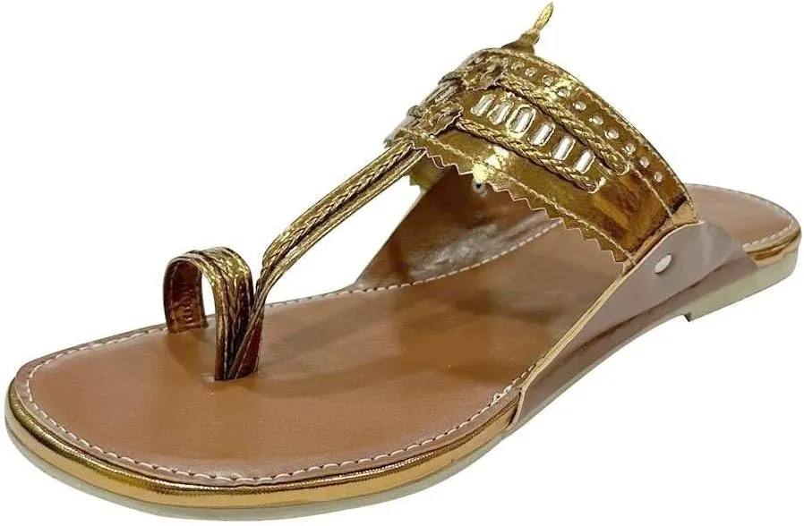 Kolhapuri Chappal For Women's Indian Flat Flip Flop Kolhapuri Sandals For Women Ethnic s Casual Mojaris