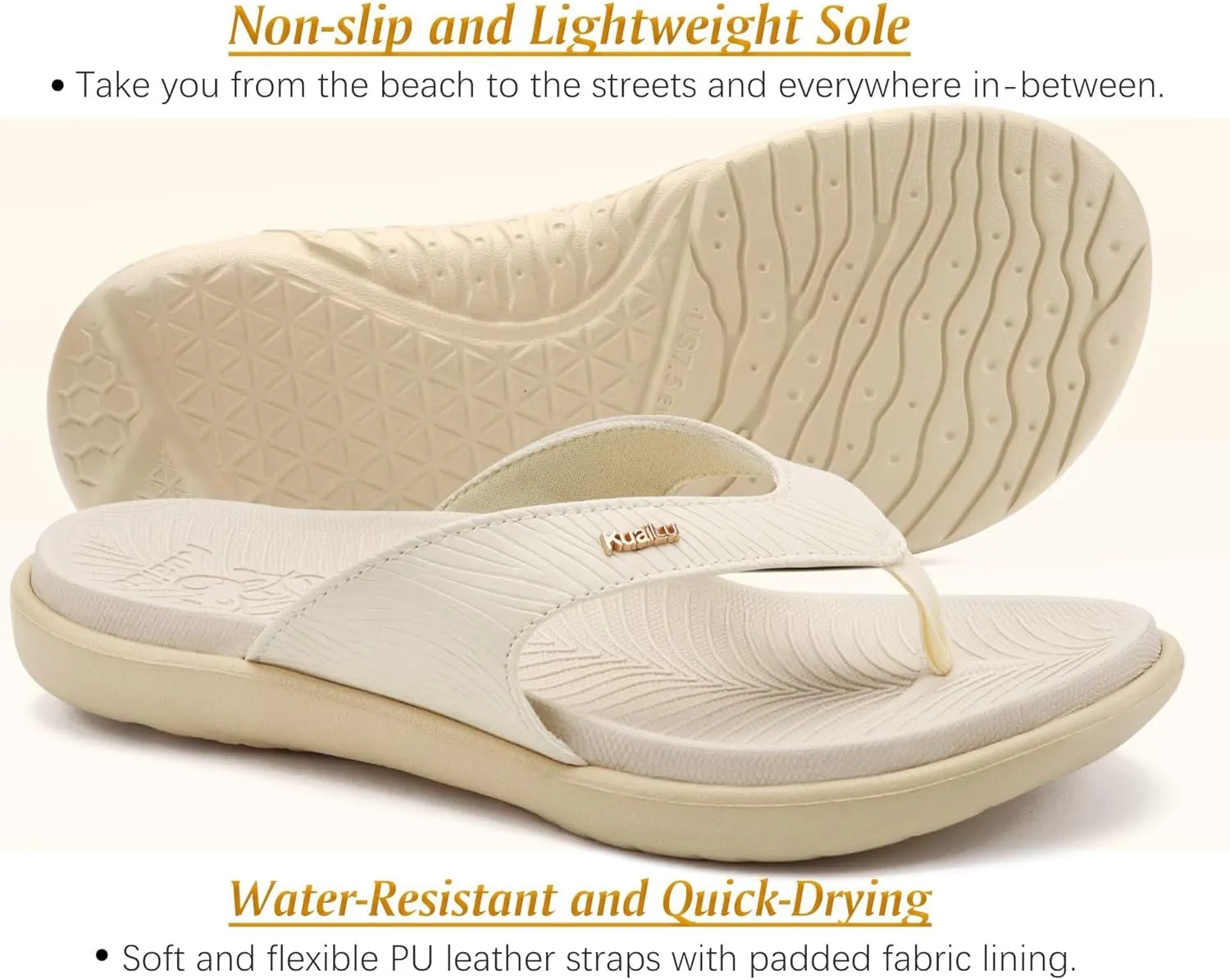 KuaiLu Flip Flops For Women Ladies Orthotic Yoga Mat Cushion Sandals Dressy Womans Lightweight Summer Slip On Beach Thong Sandles with Comfortable Arch Support (US Size 5-12)