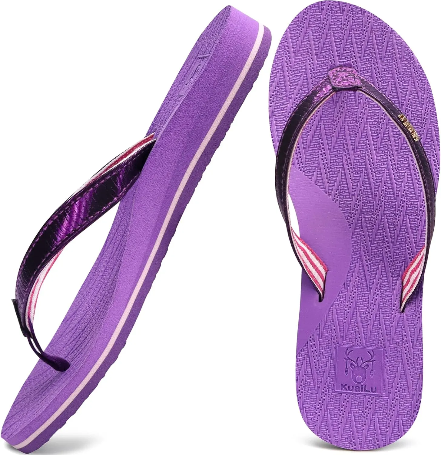 KuaiLu Womens Fashion Flip Flops Ladies Lightweight Summer Beach Yoga Mat Thong Sandals with Comfortable Arch Support