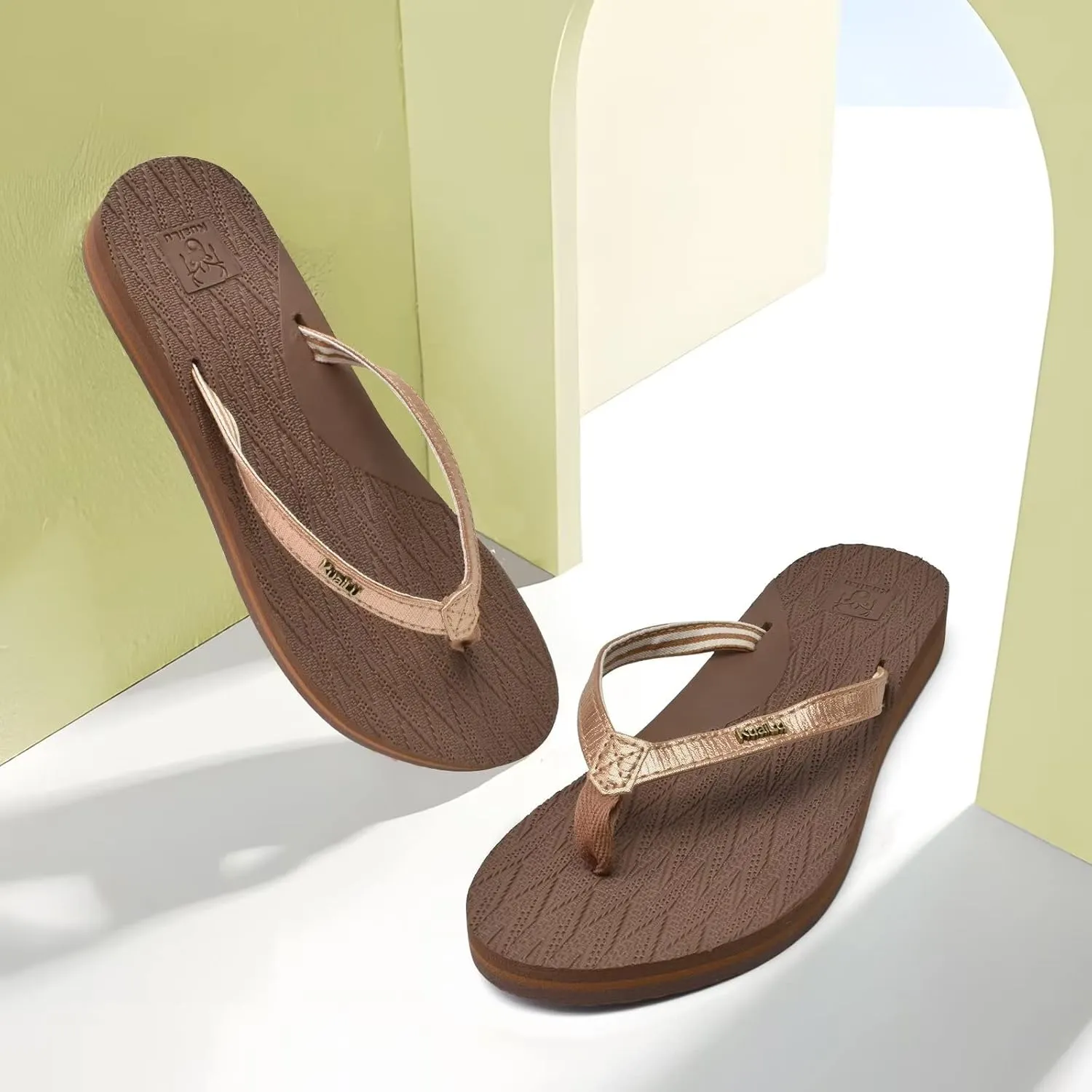 KuaiLu Womens Fashion Flip Flops Ladies Lightweight Summer Beach Yoga Mat Thong Sandals with Comfortable Arch Support