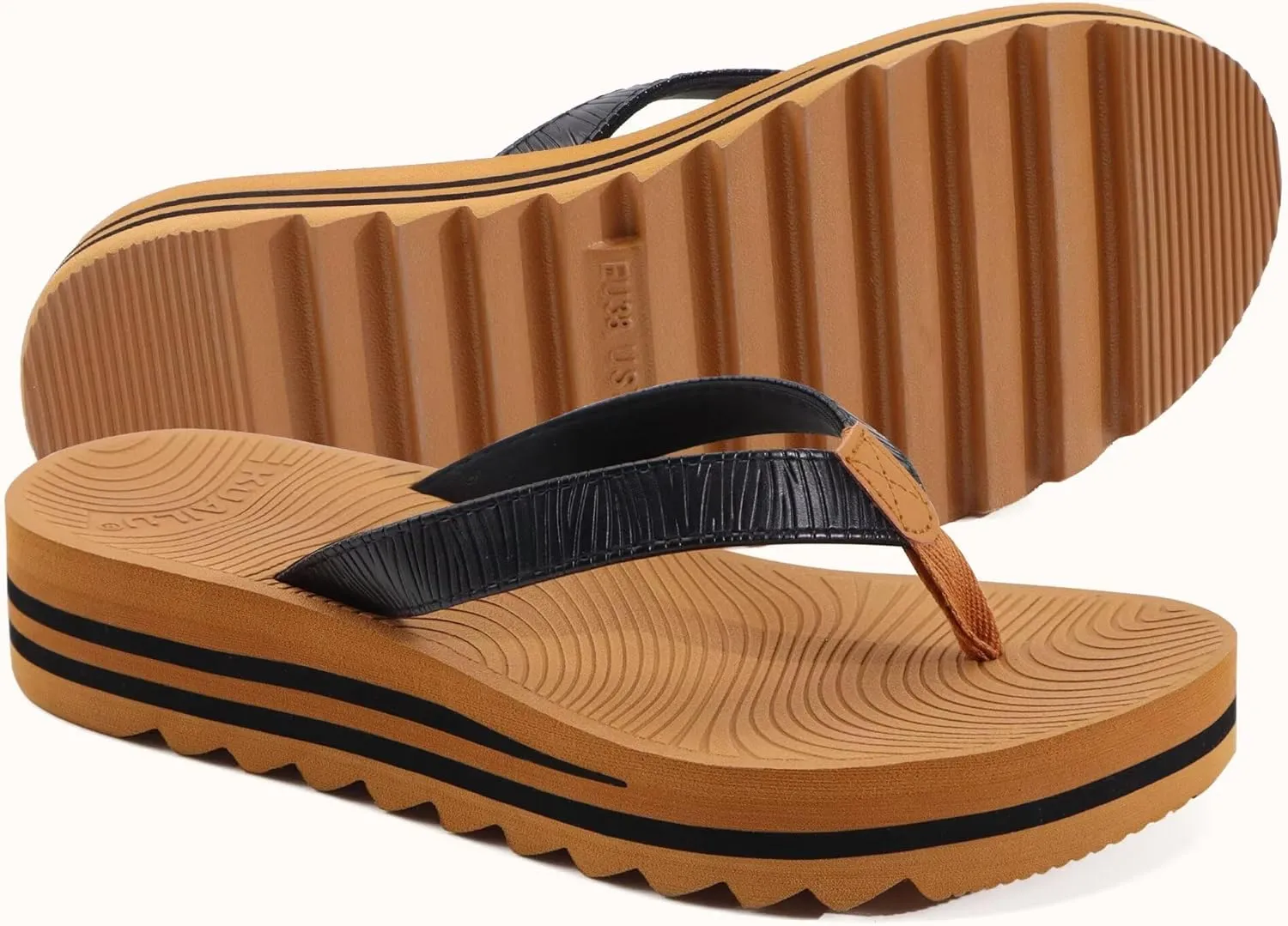 KuaiLu Women’s Flip Flops Ladies Yoga Mat Platform Thong Sandals Dressy Womans Lightweight Summer Slip On Beach Flip Flop Sandles, Soft Cushion Footbed, Arch Support