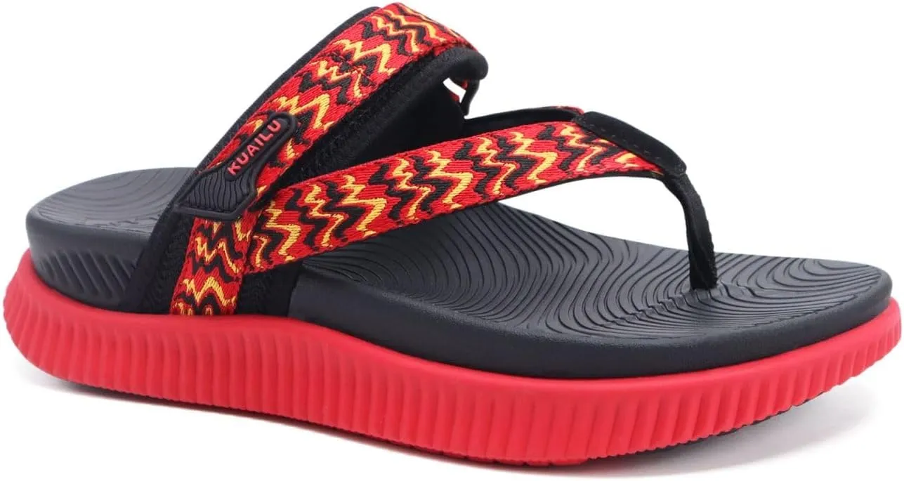 KuaiLu Womens Flip Flops With Arch Support Adjustable Thick Athletic Cushion Recovery Walking Sandals For Woman Ladies Fashion Comfortable Flip-Flop Slides, Water Resistant & Lightweight