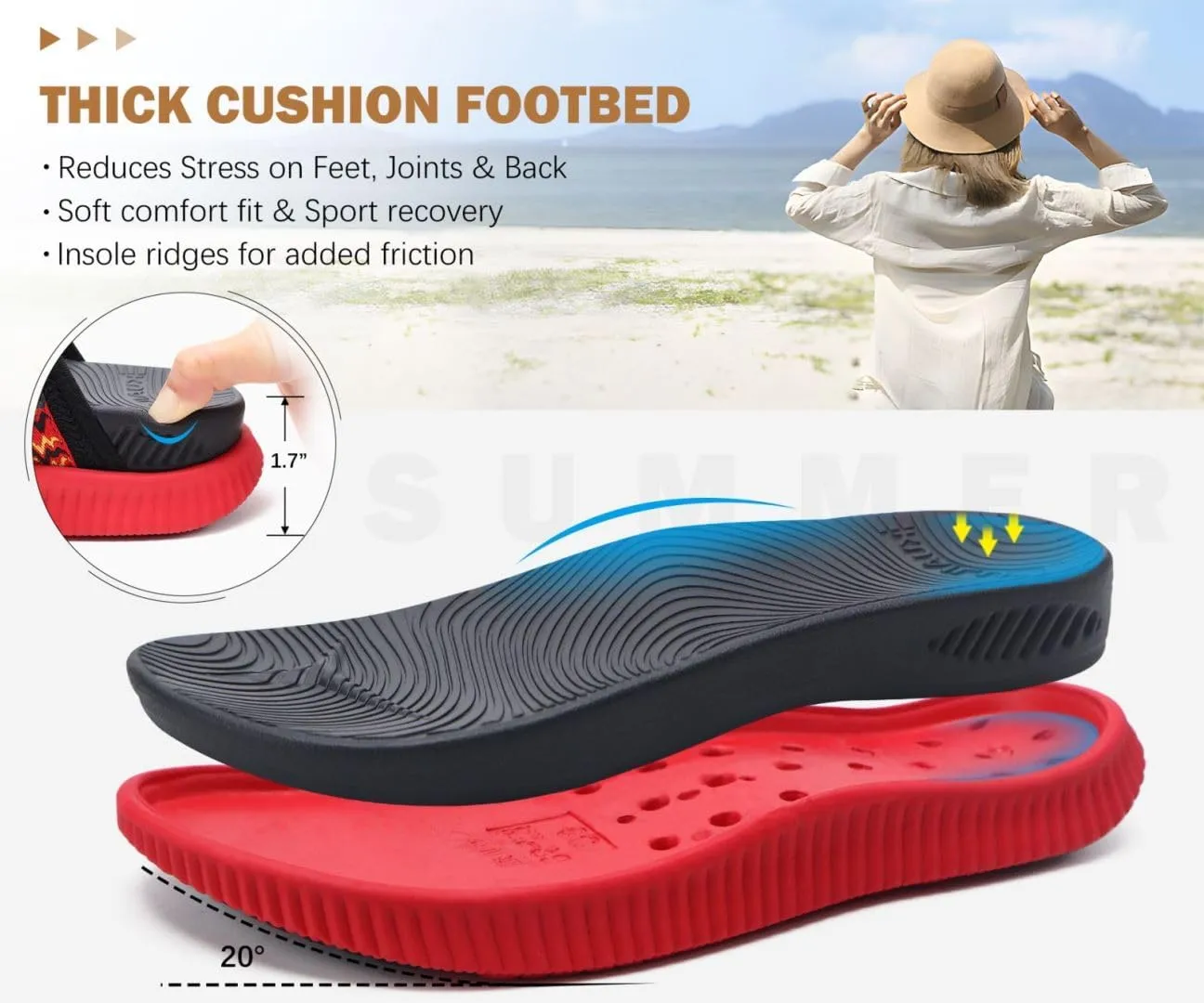 KuaiLu Womens Flip Flops With Arch Support Adjustable Thick Athletic Cushion Recovery Walking Sandals For Woman Ladies Fashion Comfortable Flip-Flop Slides, Water Resistant & Lightweight