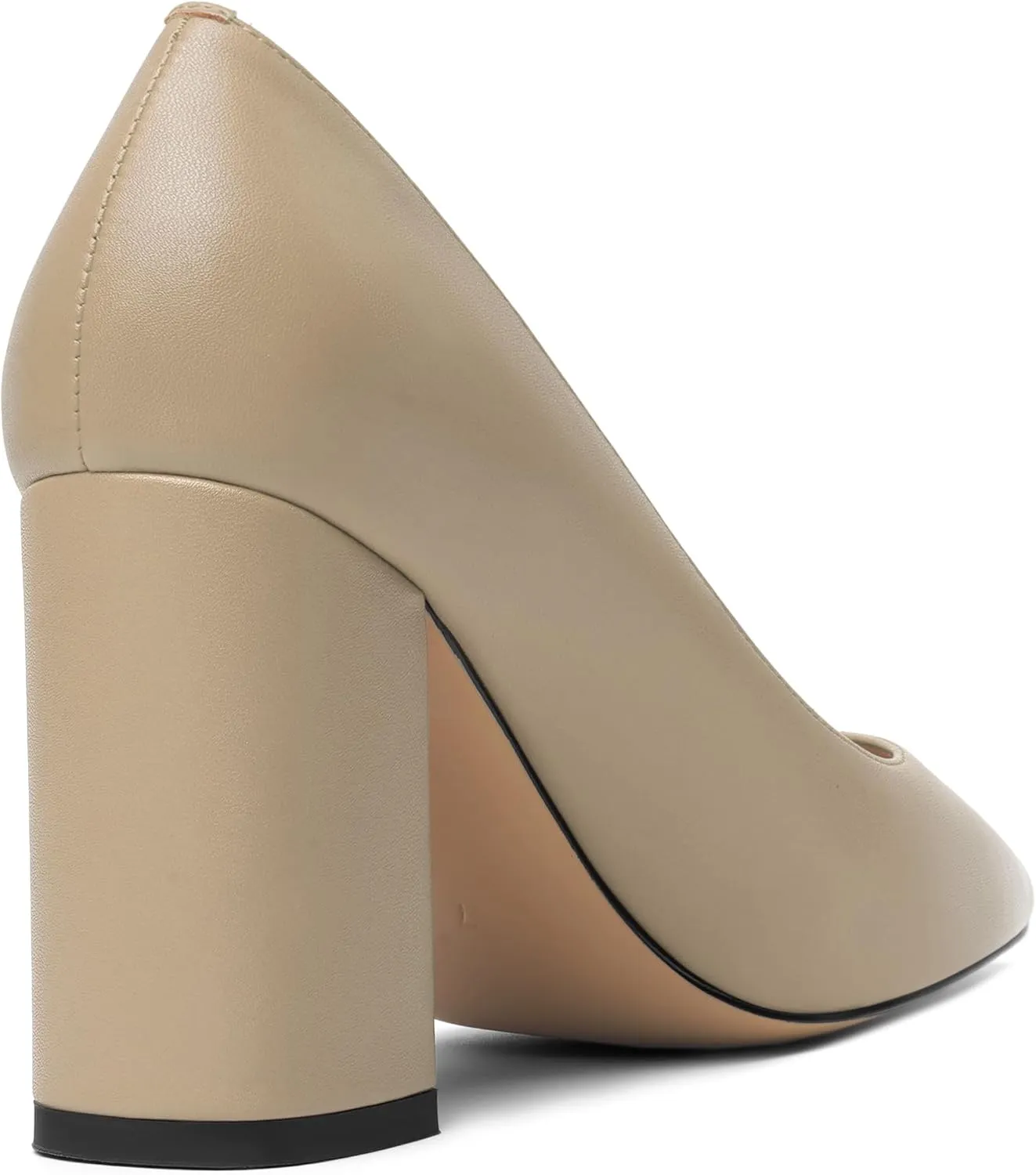 KUOARN Womens Office Formal Pointed Toe Solid Matte Slip On Block High Heel Pumps Shoes 3.3 Inch