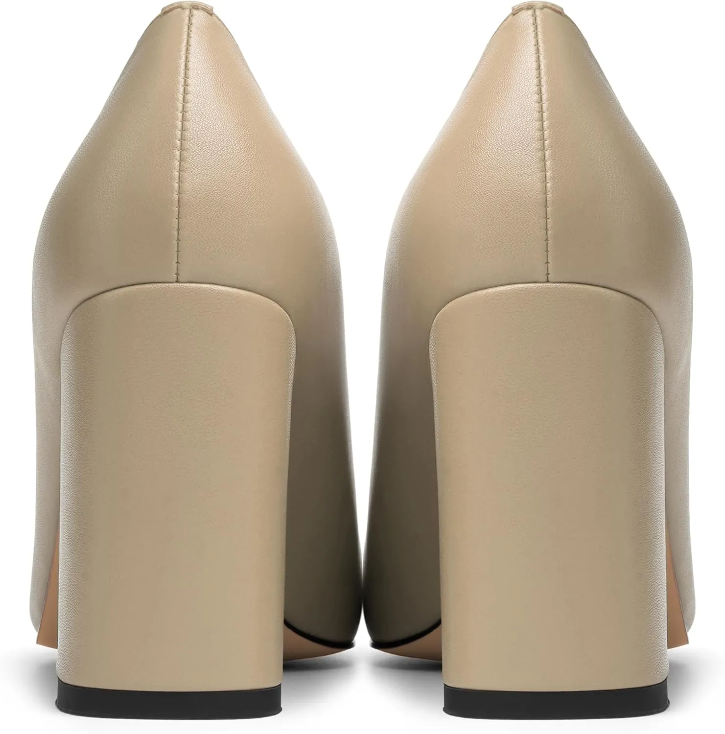 KUOARN Womens Office Formal Pointed Toe Solid Matte Slip On Block High Heel Pumps Shoes 3.3 Inch