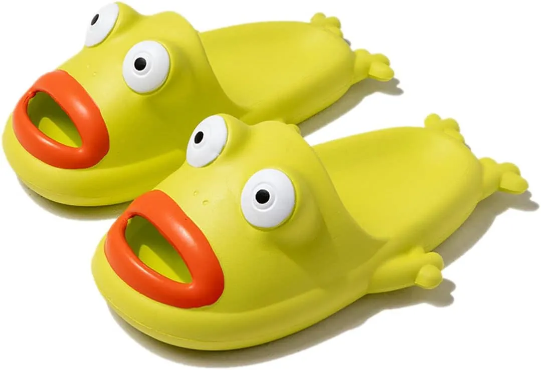 Kvikci Frog Slippers, Unisex Summer Funny Animal Slides, Bass Sandals, Frog Flip Flops Couple Beach Slipper Bath Shoes
