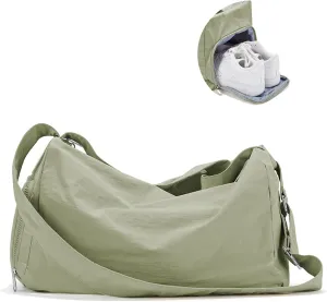 Large Gym Bag with Shoe Compartment, Workout Sport Duffle Bag for Women Travel, Waterproof Shoulder Overnight Bags Lightweight Carry on Tote Bags for Swim, Yoga, Dance