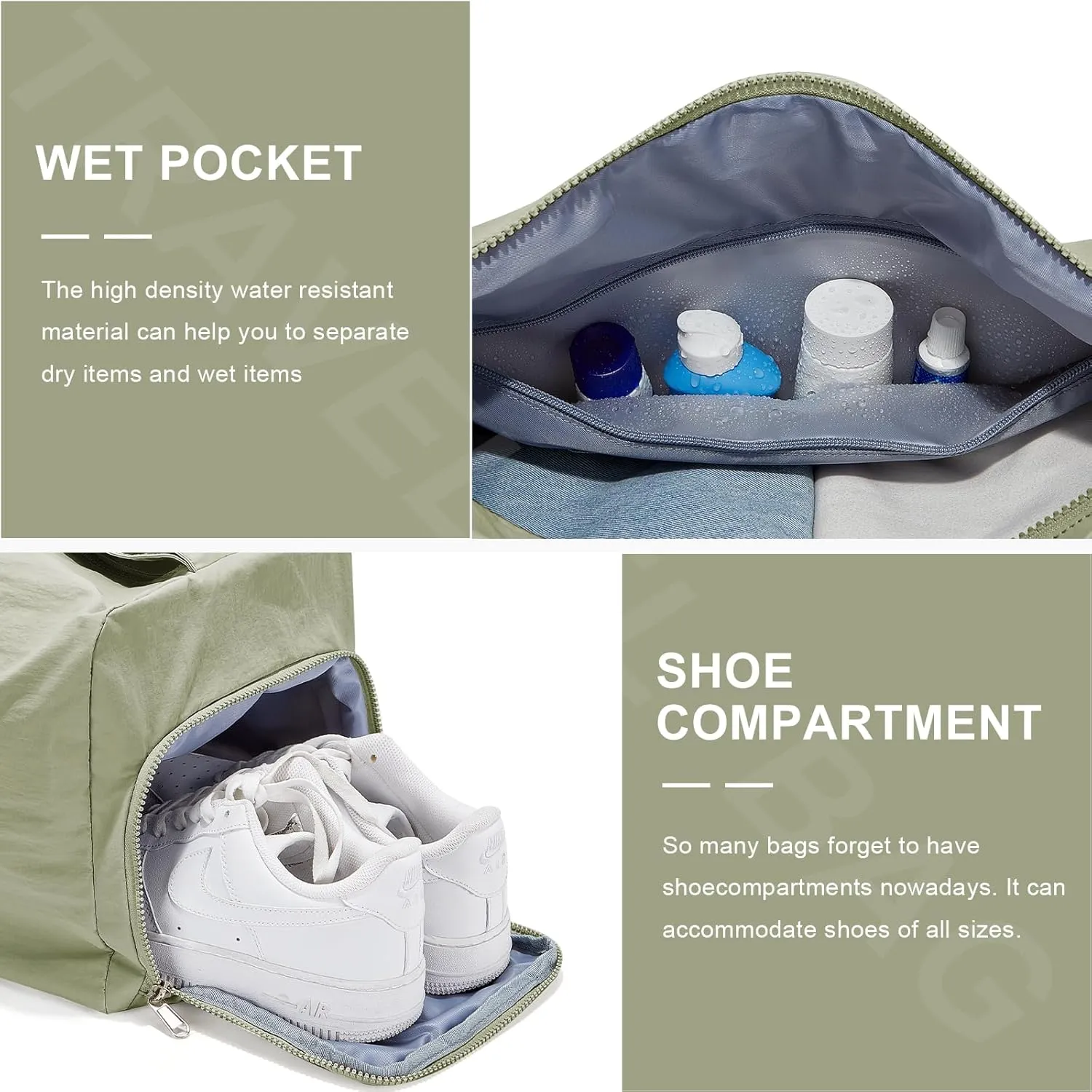Large Gym Bag with Shoe Compartment, Workout Sport Duffle Bag for Women Travel, Waterproof Shoulder Overnight Bags Lightweight Carry on Tote Bags for Swim, Yoga, Dance