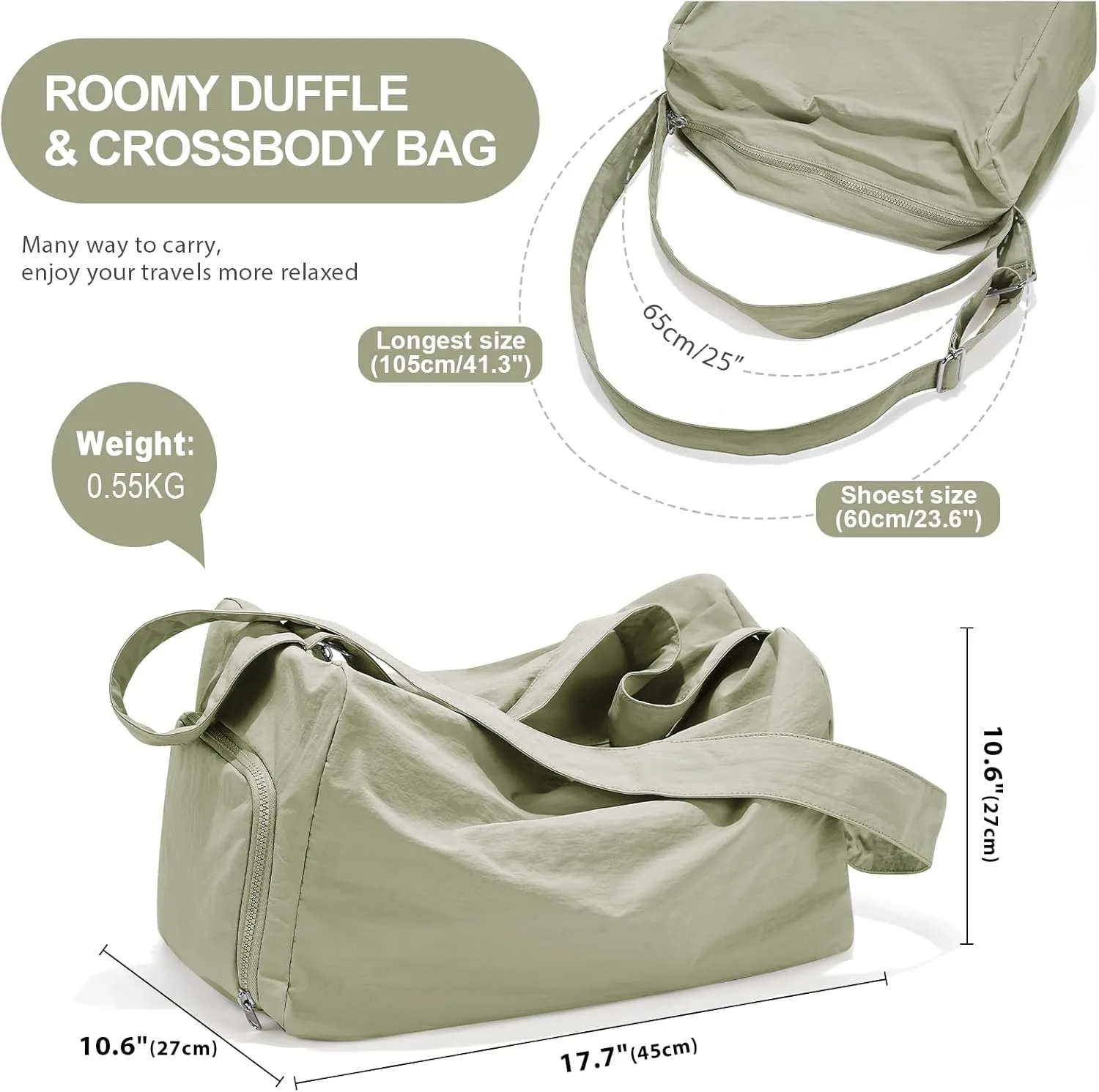 Large Gym Bag with Shoe Compartment, Workout Sport Duffle Bag for Women Travel, Waterproof Shoulder Overnight Bags Lightweight Carry on Tote Bags for Swim, Yoga, Dance