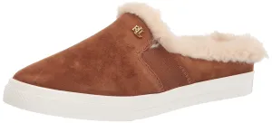Lauren by Ralph Lauren womens Jinny Faux Fur-trim Mule Sneaker, Whiskey/Natural, 9 US