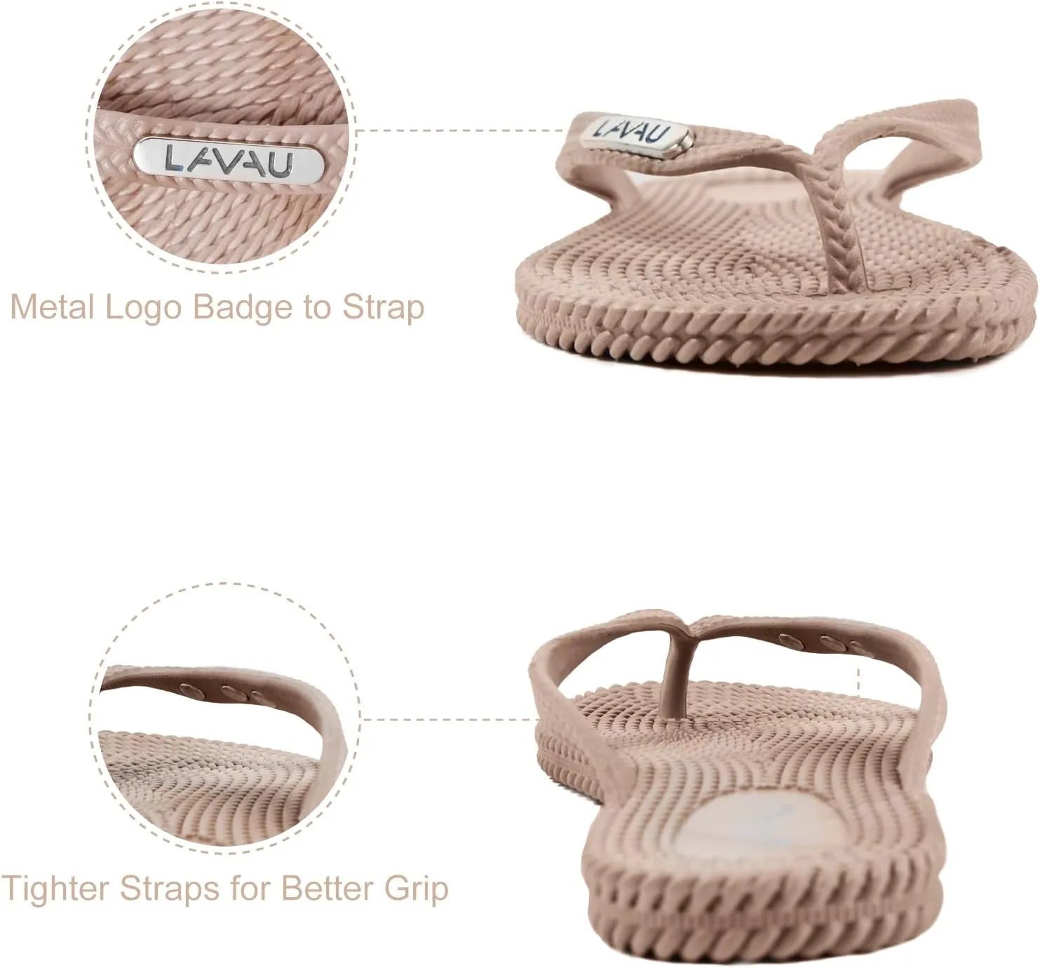 LAVAU Flip Flops for Women, Waterproof Non Slip Thong Sandals for Shower Beach Pool, Recyclable