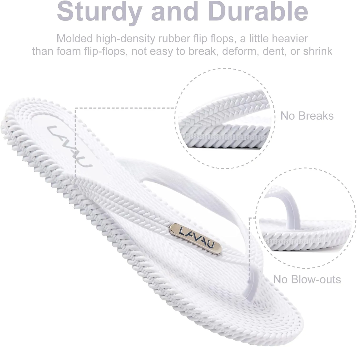 LAVAU Flip Flops for Women, Waterproof Non Slip Thong Sandals for Shower Beach Pool, Recyclable