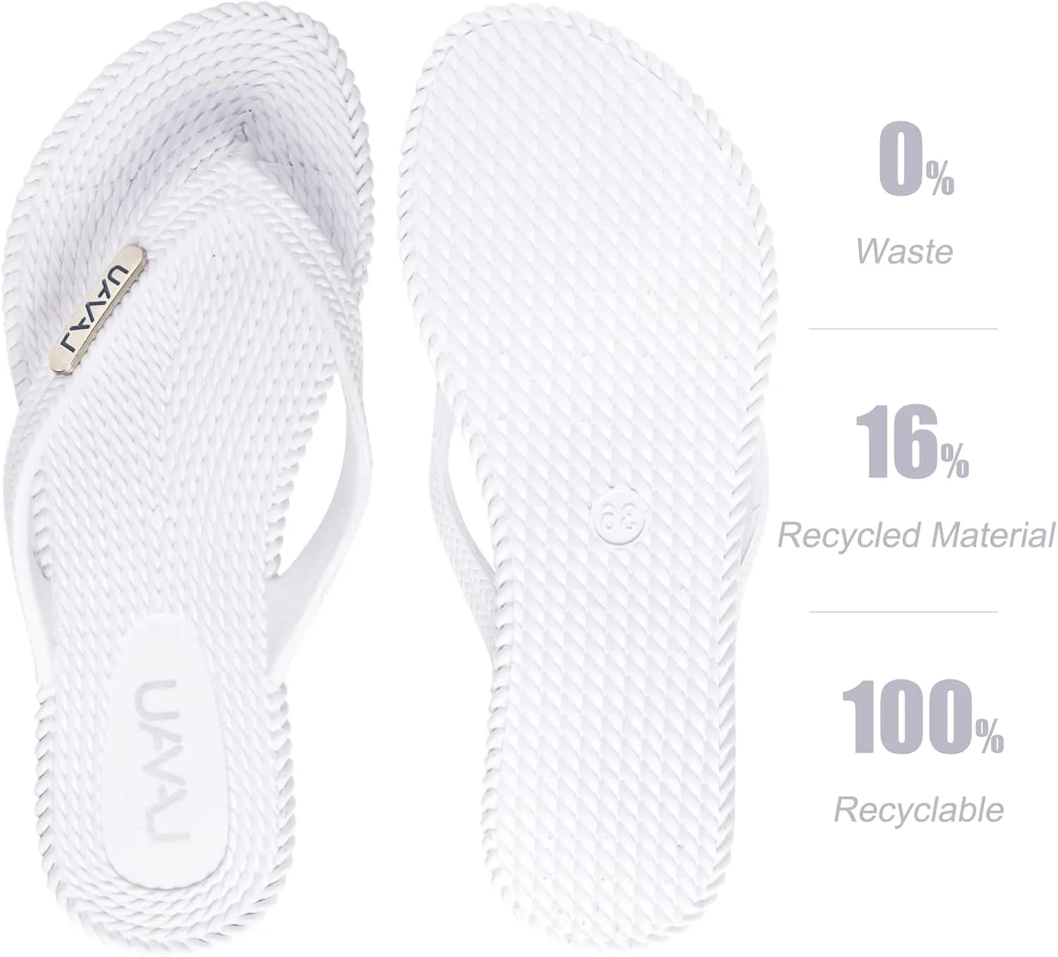 LAVAU Flip Flops for Women, Waterproof Non Slip Thong Sandals for Shower Beach Pool, Recyclable