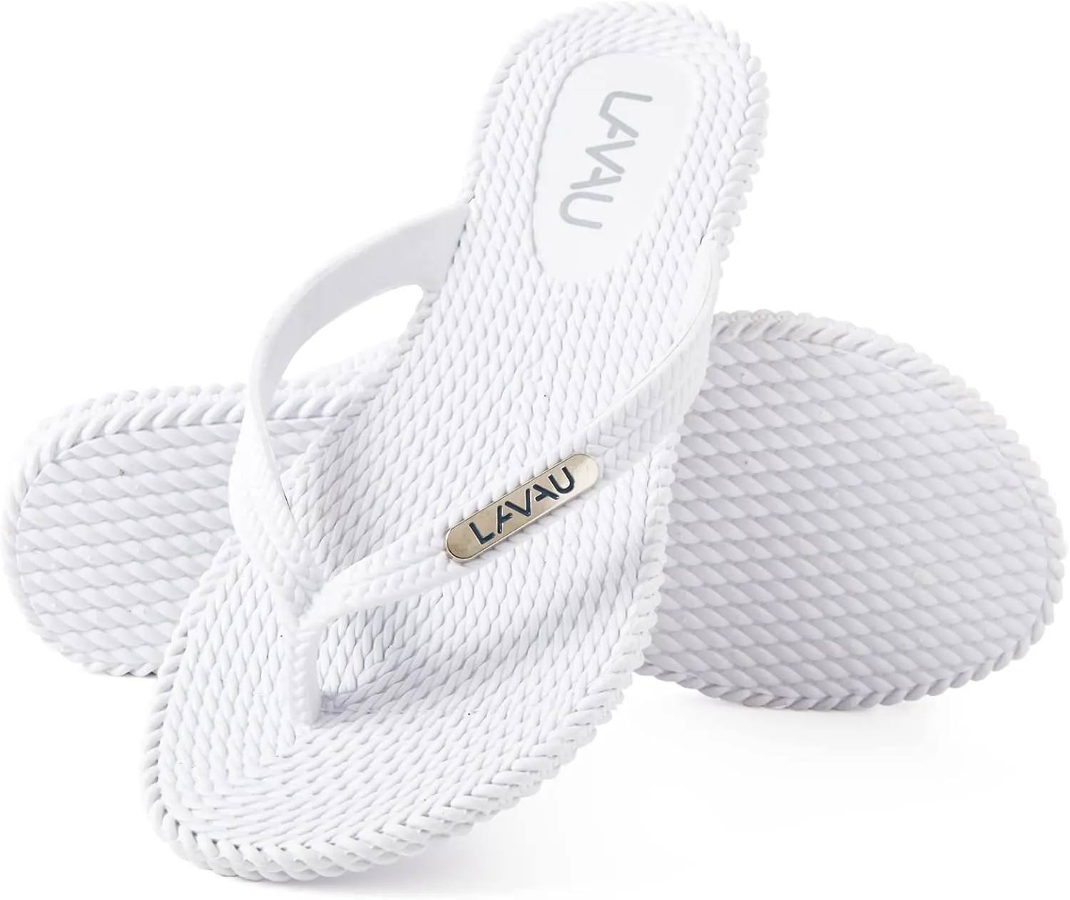 LAVAU Flip Flops for Women, Waterproof Non Slip Thong Sandals for Shower Beach Pool, Recyclable