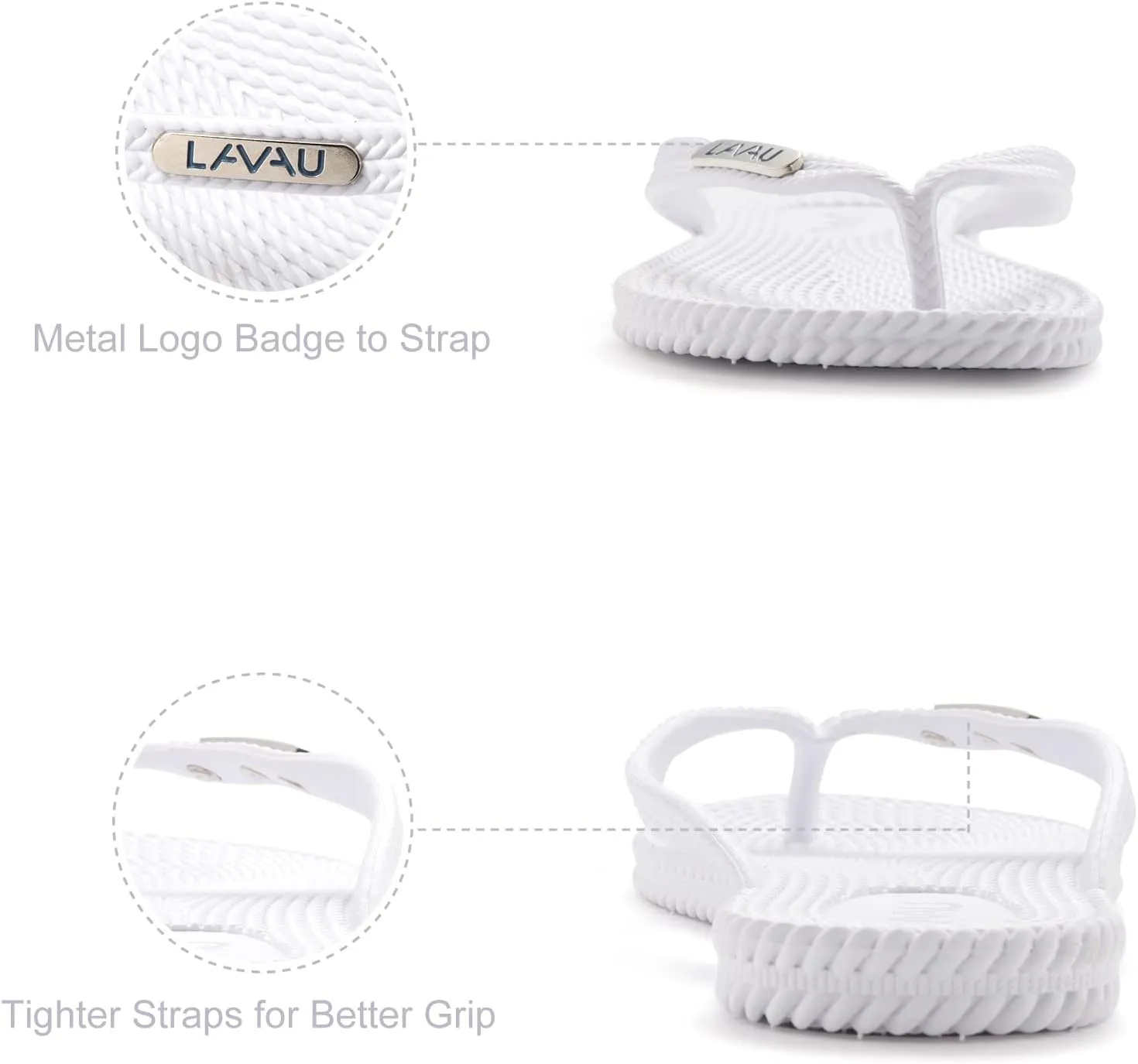 LAVAU Flip Flops for Women, Waterproof Non Slip Thong Sandals for Shower Beach Pool, Recyclable