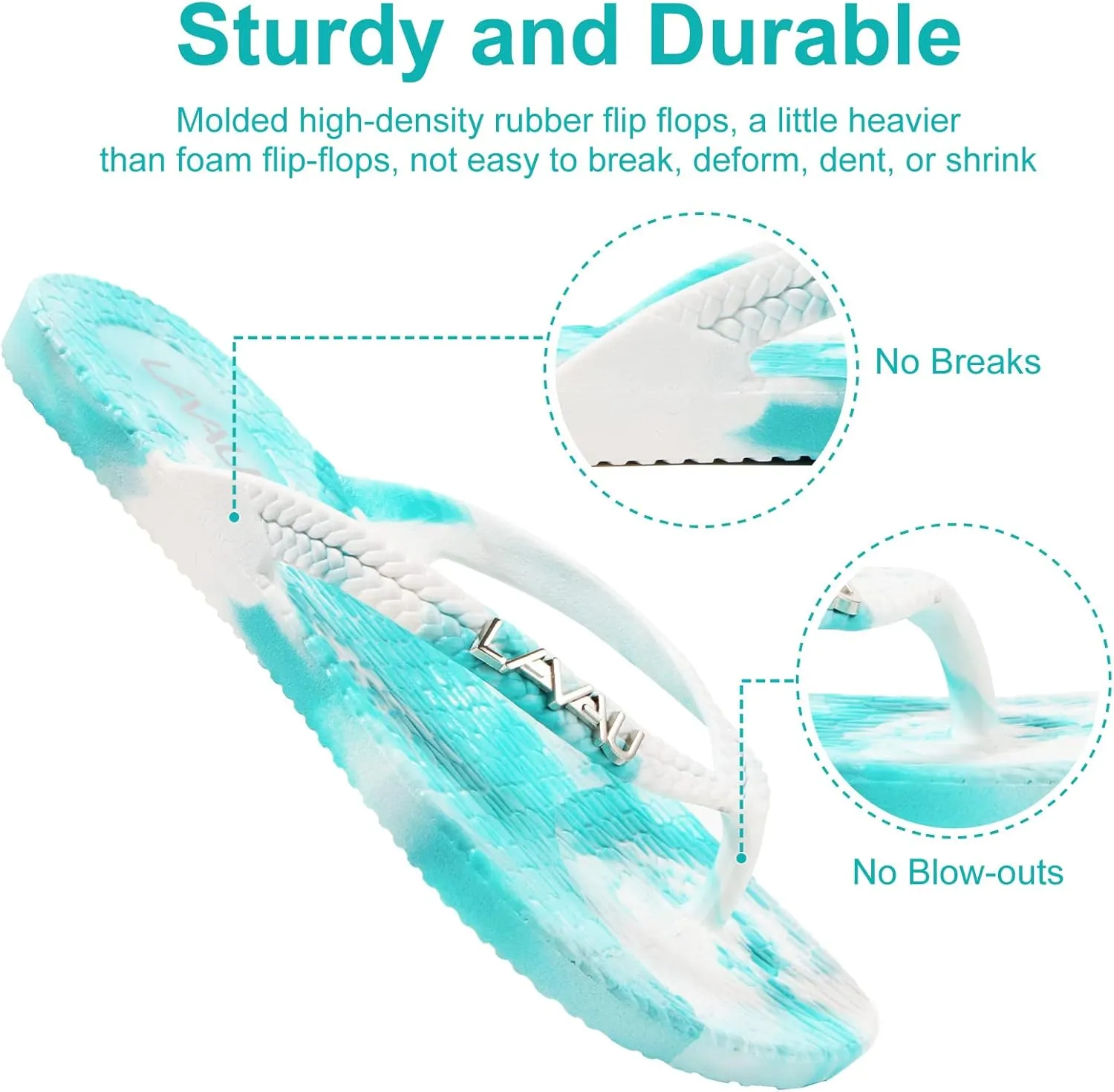 LAVAU Women Waterproof Flip Flops, Shower & Water No-Slip Sandals for Pool and Beach