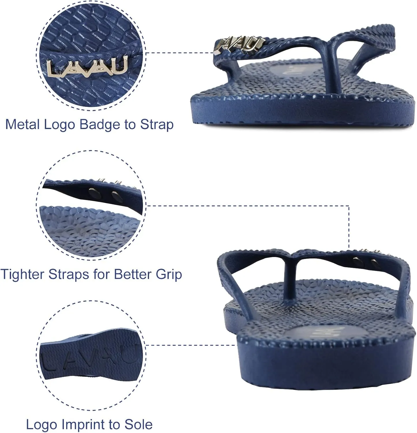 LAVAU Women Waterproof Flip Flops, Shower & Water No-Slip Sandals for Pool and Beach