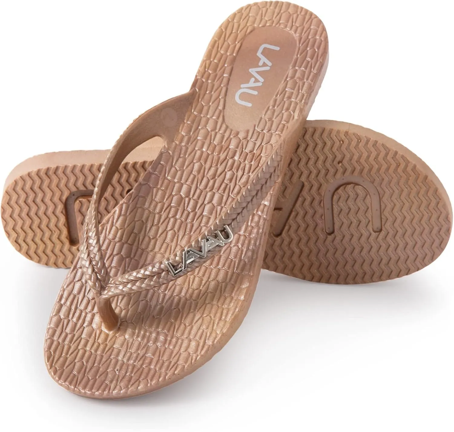 LAVAU Women Waterproof Flip Flops, Shower & Water No-Slip Sandals for Pool and Beach