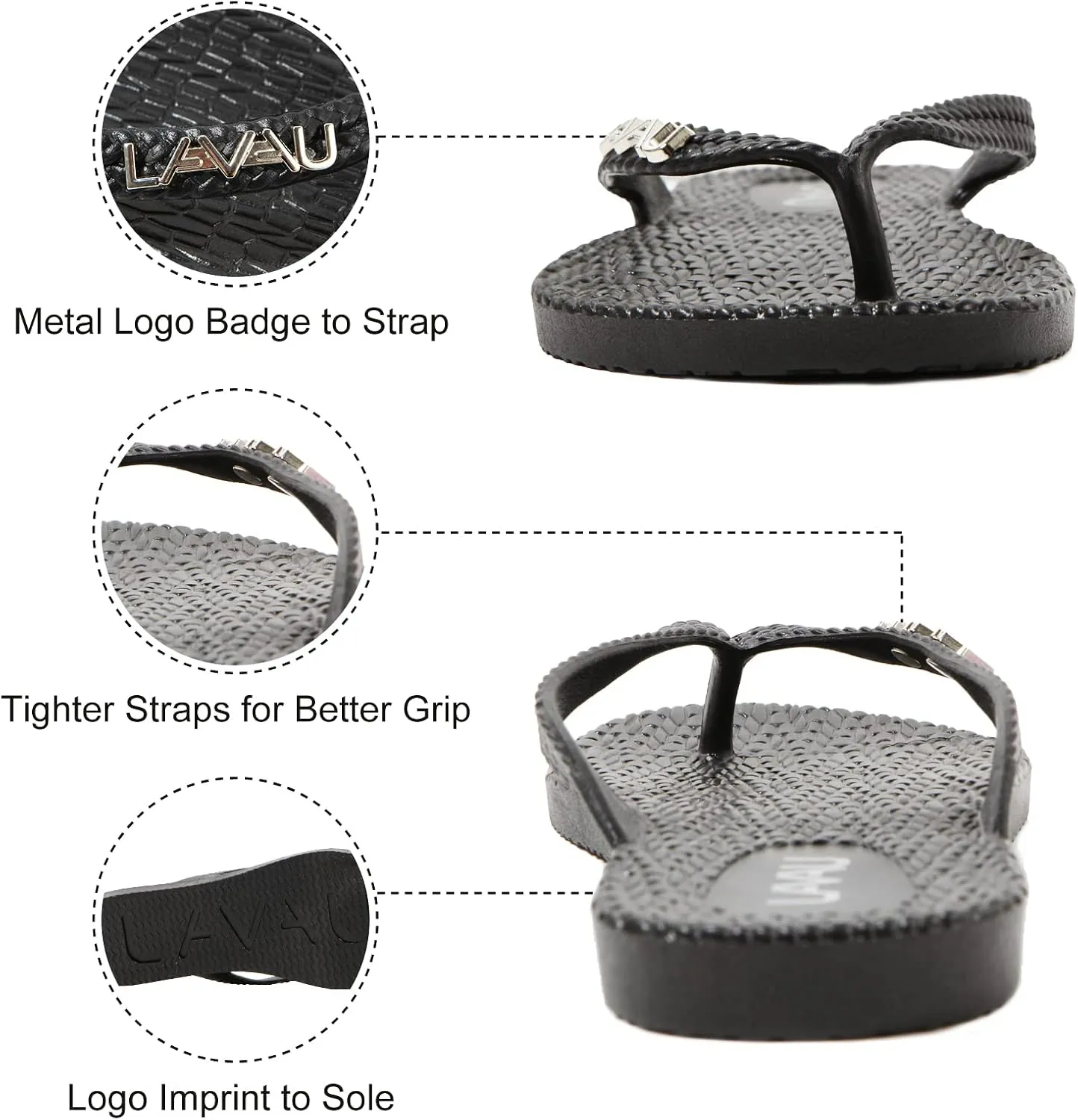 LAVAU Women Waterproof Flip Flops, Shower & Water No-Slip Sandals for Pool and Beach