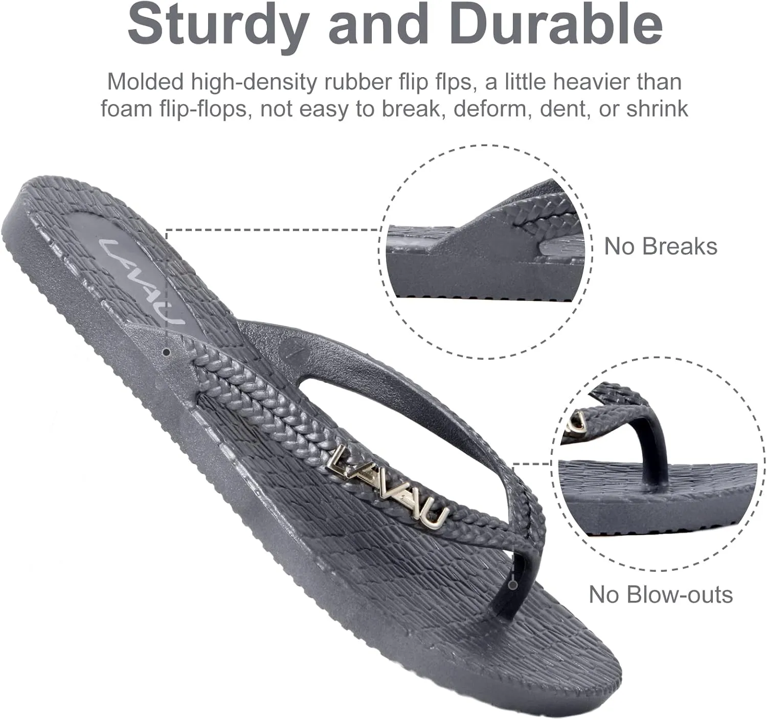 LAVAU Women Waterproof Flip Flops, Shower & Water No-Slip Sandals for Pool and Beach