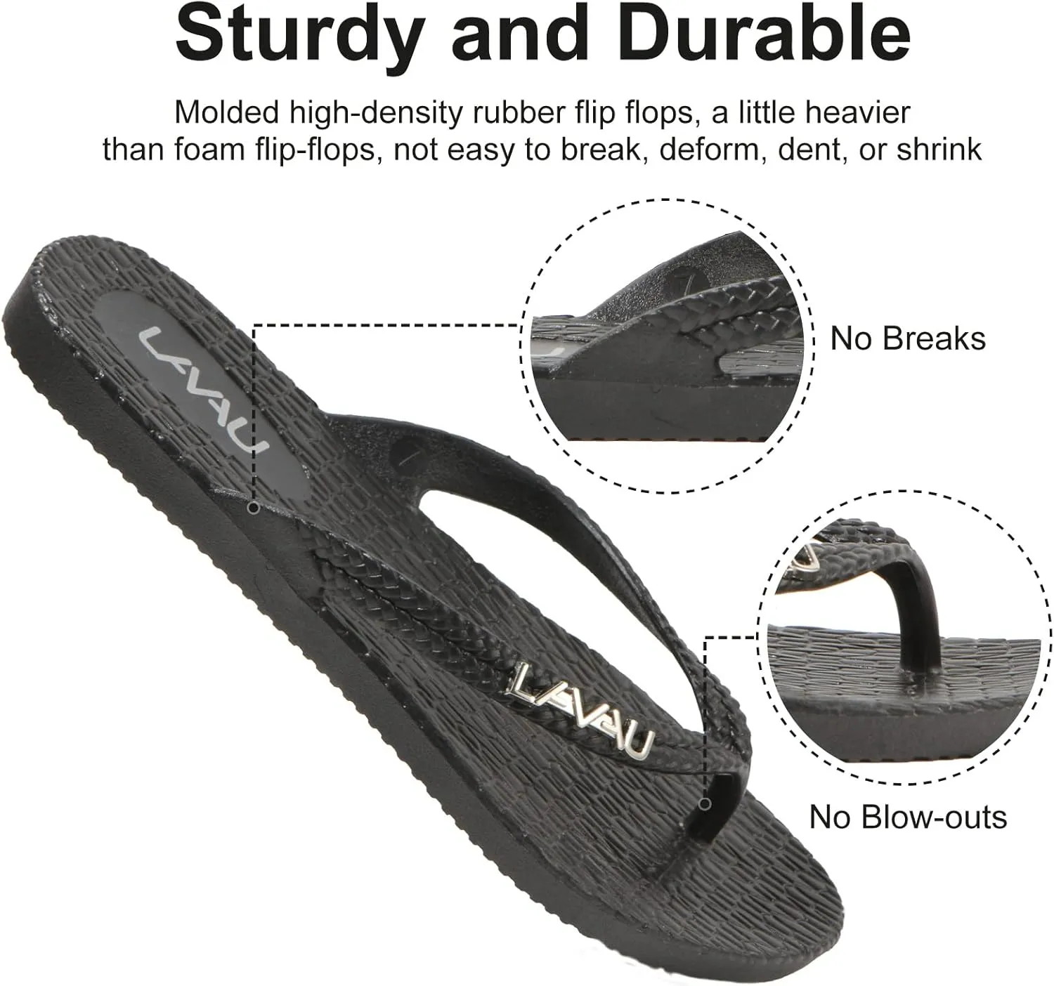 LAVAU Women Waterproof Flip Flops, Shower & Water No-Slip Sandals for Pool and Beach