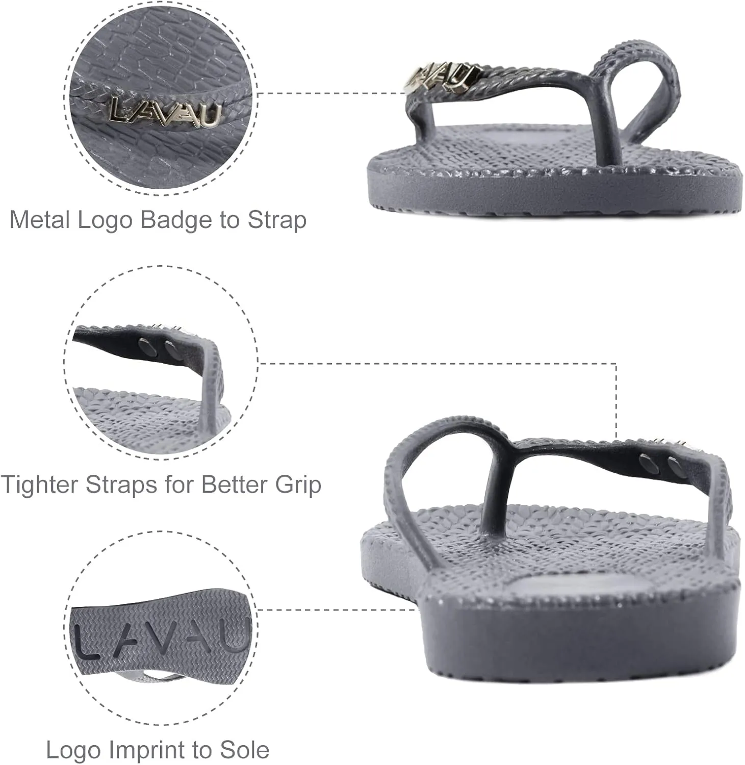 LAVAU Women Waterproof Flip Flops, Shower & Water No-Slip Sandals for Pool and Beach