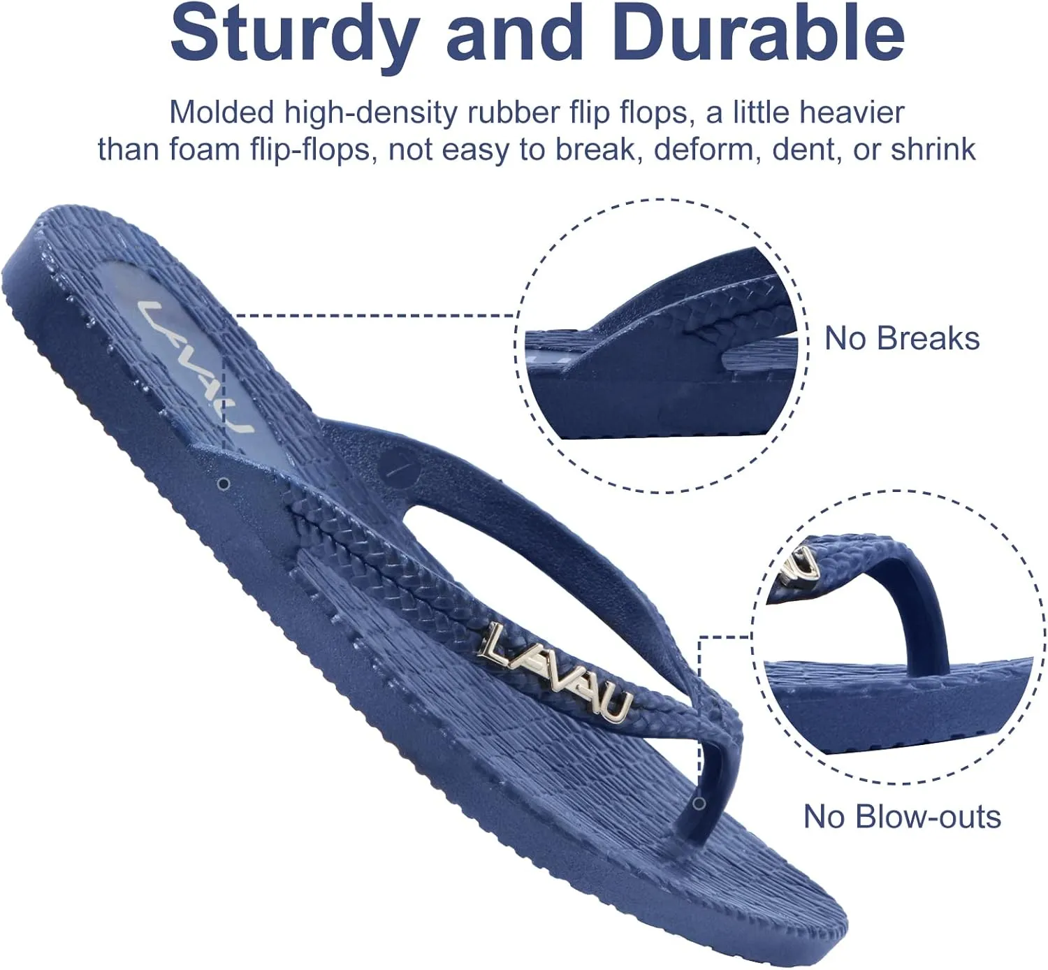 LAVAU Women Waterproof Flip Flops, Shower & Water No-Slip Sandals for Pool and Beach