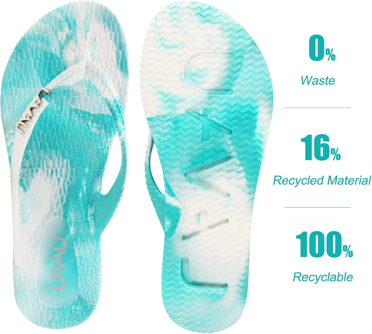 LAVAU Women Waterproof Flip Flops, Shower & Water No-Slip Sandals for Pool and Beach