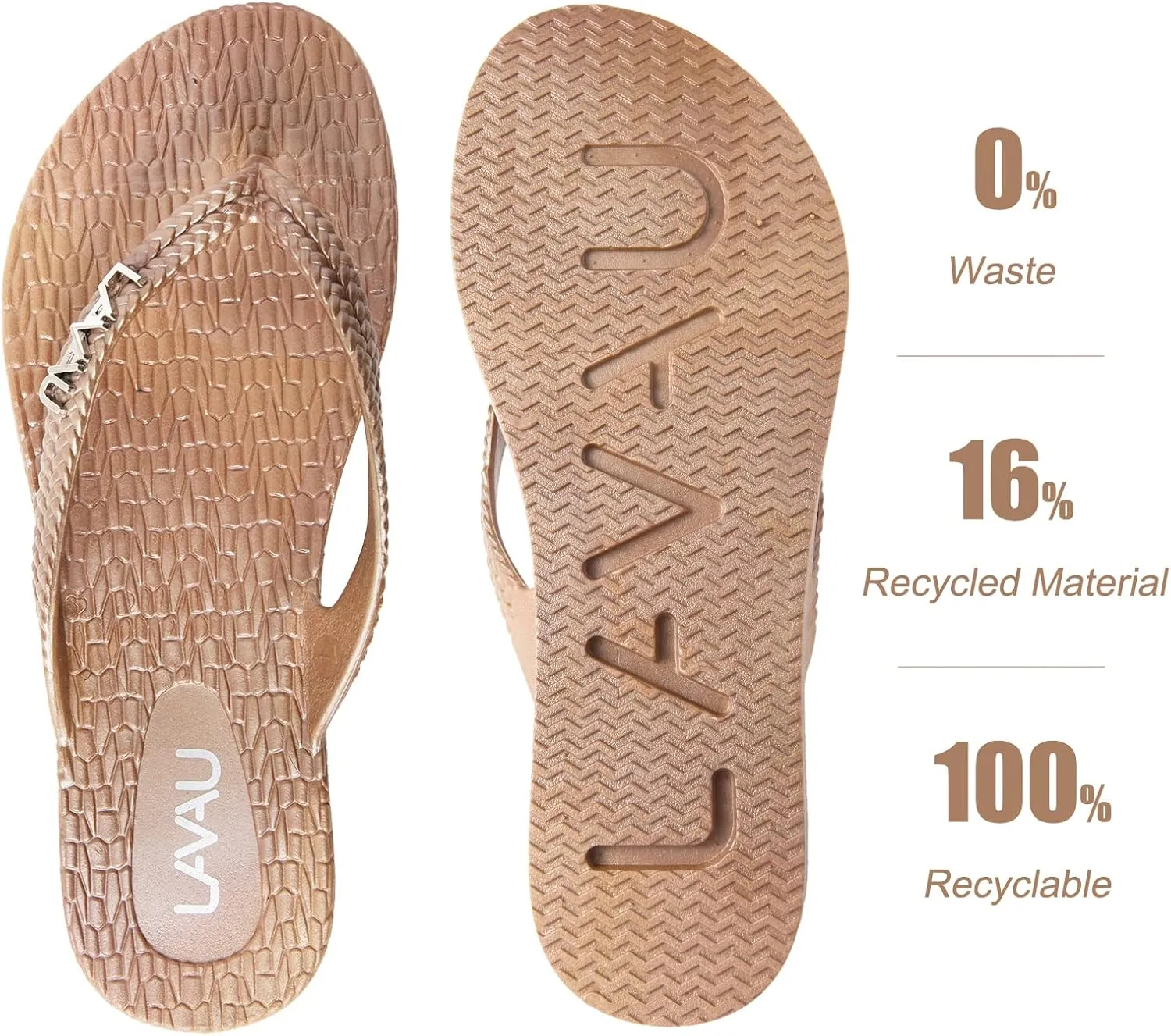 LAVAU Women Waterproof Flip Flops, Shower & Water No-Slip Sandals for Pool and Beach