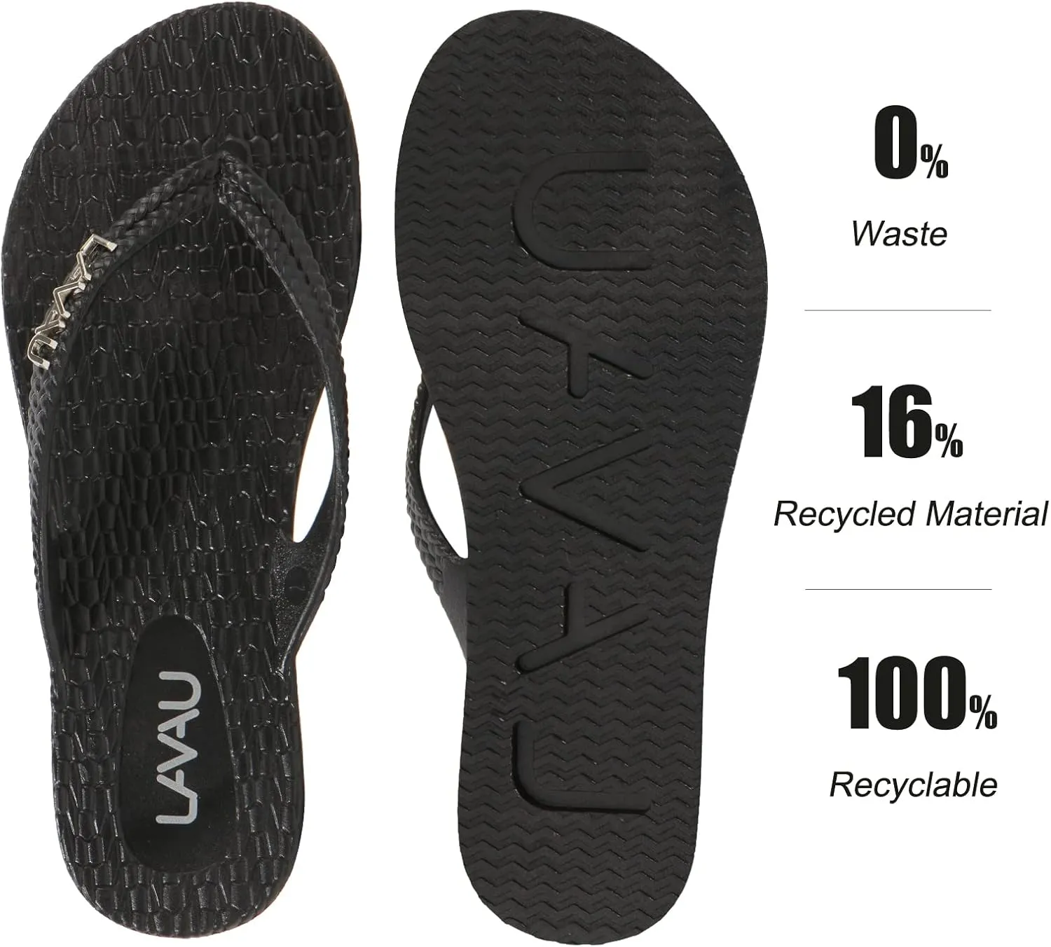 LAVAU Women Waterproof Flip Flops, Shower & Water No-Slip Sandals for Pool and Beach