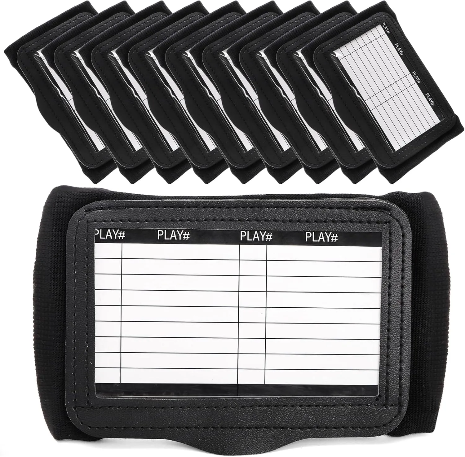 Lawei 10 Pack Football Play Wristbands, Triple Windows Playbook Quarterback Coach Wristband, Football and Softball Armband for Youth Adults, Softball Wristband for Signs, Wristbands for All Sports