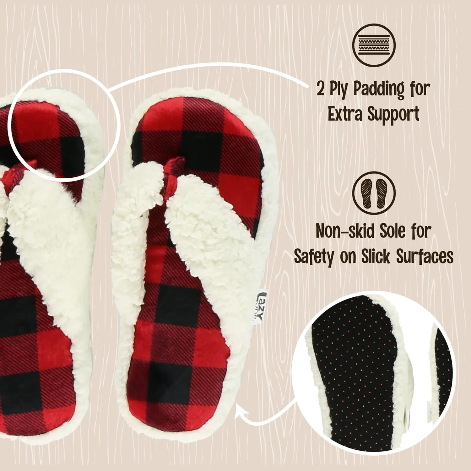 Lazy One Spa Flip-Flop Slippers for Women, Girls' Fuzzy House Slippers