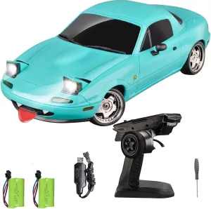 LD1804 RC Drift Car 1:18 Scale Mini MX-5 RWD 2.4GHz Miata RC Vehicles with Gyro and LED Lights for Adults Hobby Toys (Blue)